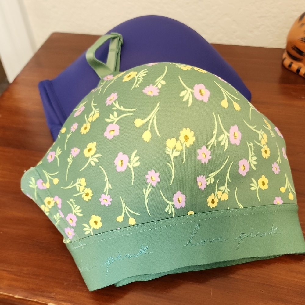 Floral Print Bra with Purple Accent